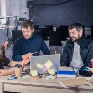 modern people discussing project in the office