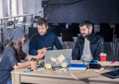 modern people discussing project in the office
